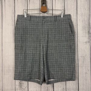 Nike Golf Men's W36 Gray Check Moisture Wicking Dri-Fit Bermuda Golf Shorts